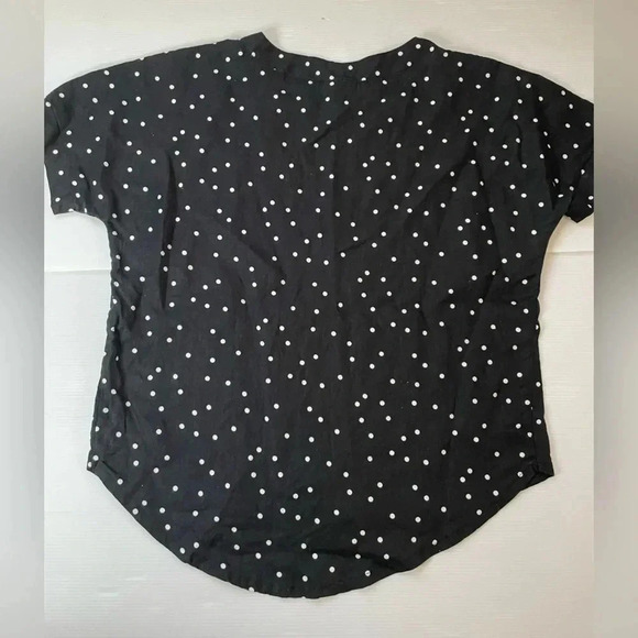 Lisa Bayne Black And White Polka Dot Linen Top Size XS Oversized - Picture 5 of 7
